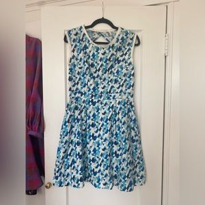 Blue and white open back dress